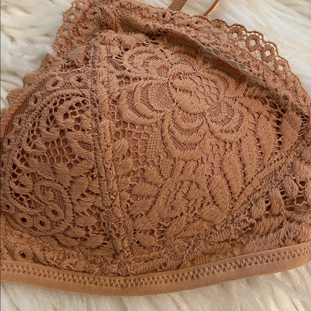 Aerie Plunge Women's Lace Bralette - Brown/Tan size 32B brand new - Picture 3 of 8